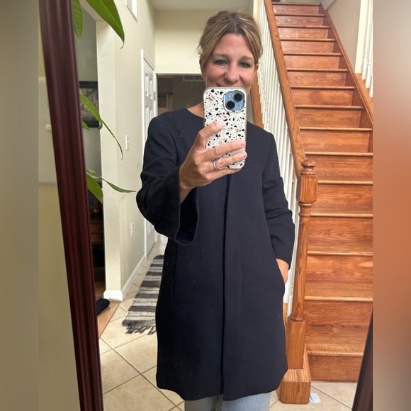 H&M navy blue coat; size 6 - Picture 2 of 8